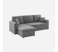 sweeek-Sofá Cama esquinero de 3 plazas Gris Oscuro - 213.5x136.5x83 cm