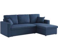 sweeek Sofá cama esquinero reversible de 3 plaza, azul