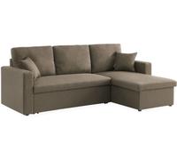 sweeek Sofá cama esquinero reversible de 3 plaza, marrón