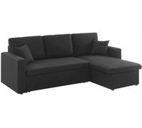 sweeek Sofá cama esquinero reversible de 3 plaza, negro