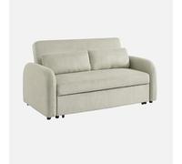 sweeek-Sofá Cama Redondeado de Pana Fina, 2 plazas Gris Claro - 170x90x88 cm