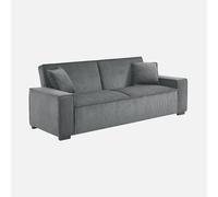 Sweeek - Sofá convertible de 3 plazas, color gris oscuro, pana, 231 x 96,5 x 80 cm