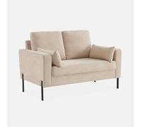 Sweeek Sofá de pana con patas de metal de 2 plazas beige