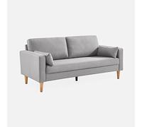 sweeek-Sofá de Tela con Patas de Madera, 3 plazas Gris Claro - 180x82x70 cm
