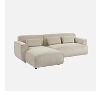 sweeek-Sofá esquinero de Pana, 3 plazas Beige Gris - 196x151x91 cm