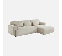 sweeek-Sofá esquinero de Pana, 3 plazas Gris Beige - 196x151x73 cm