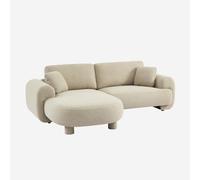sweeek-Sofá esquinero Izquierdo con Patas Redondas, 3 plazas Beige - 231x160x88 cm