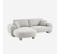sweeek-Sofá esquinero Izquierdo con Patas Redondas, 3 plazas Gris Claro - 231x160x88 cm