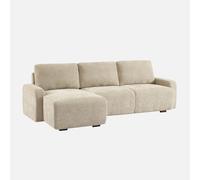 sweeek-Sofá esquinero Izquierdo de Tela Liso, 3 plazas, Dany, Beige, 260x139x87 cm