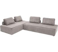 sweeek Sofá modular de pana, 4 plazas, gris claro