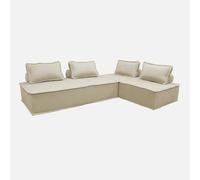 sweeek-Sofá Modular en Tela Lisa, 4 plazas Beige - 180x90x78 cm