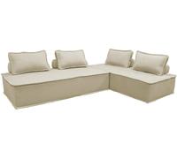 sweeek Sofá modular en tela lisa, 4 plazas, beige