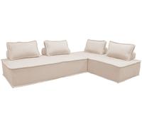 sweeek Sofá modular en tela lisa, 4 plazas, crema