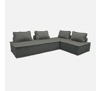 sweeek-Sofá Modular en Tela Lisa, 4 plazas Gris Oscuro - 180x90x78 cm