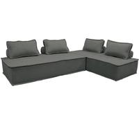 sweeek Sofá modular en tela lisa, 4 plazas, gris oscuro