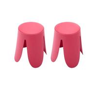 sweeek - Taburete apilable Cuero sintético, Set de 2, Niki, Rosa, 44x44x46 cm
