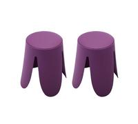 sweeek - Taburete apilable Cuero sintético, Set de 2, Niki, Violeta, 44x44x46 cm