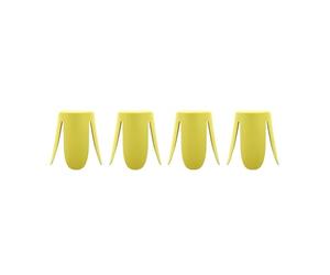 sweeek - Taburete apilable Polipiel, Set de 4, Niki, Amarillo, 44x44x46 cm