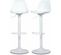 sweeek Taburete de bar regulable con imitación cuero, set de 2, blanco