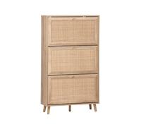 sweeek-Zapatero de caña con 3 cajones estilo natural Natural - 75x26x131 cm