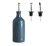 SWEEJAR Botella dispensadora de aceite de oliva de cerámica, aceite opaco que protege el aceite para reducir la oxidación, paquete de 1, 467 ml (azul niebla)