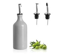 SWEEJAR - Botella dispensadora de aceite de oliva de porcelana, funda de aceite opaca que protege el aceite para reducir la oxidación, 467 ml (gris)