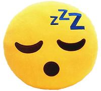 Sweelive ZZZ - Cojín de emoticono sonriente con cara sonriente con cara al sueño ZZZ que ríe grande, cojín decorativo de peluche, emoticonos, cara sonriente, color amarillo