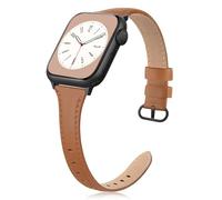 SWEES Correa de cuero compatible con Apple Watch de 1.496 pulgadas, 1.575 pulgadas, 1.614 pulgadas, correa delgada y elegante, de cuero genuino compatible con iWatch Series 9, 8, 7, 6, 5, 4, 3, 2, 1,