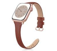 SWEES Correa de cuero compatible con Apple Watch de 1.496 pulgadas, 1.575 pulgadas, 1.614 pulgadas, correa delgada y elegante de cuero genuino compatible con iWatch Series 8, 7, 6, 5, 4, 3, 2, 1, SE,