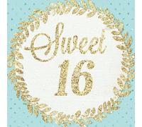 Sweet 16: 16th, Sixteenth Large Square, Birthday Anniversary Party Guest Book, Message Book, Keepsake, Formatted Lined & Unlined Pages And Gift Log, ... Paperback: Volume 19 (Gold Guest Book)