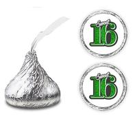 Sweet 16 Kisses calcomanías, (Set de 216) 16 cumpleaños Chocolate Drops etiquetas pegatinas para 16 cumpleaños, Hershey's Kisses Party Favors Decor, Verde