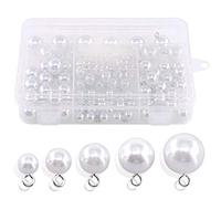 Sweet 90 piezas de 8, 10, 12, 14, 16 mm: perlas blancas, media bola, cúpula, gancho circular, kit surtido de botones para manualidades, costura, scrapbooking, bufanda y ropa