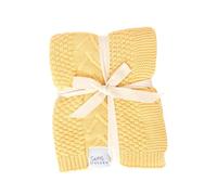 Sweet Acorn Manta de Punto para bebé en patrón Elegante, Mantas de algodón orgánico para Cuna o Cochecito, Mantas de recepción, Color Amarillo Mantequilla