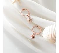 Sweet and Cute Starfish Shell Asymmetric Hoop Women's Marine Jewelry High-End Earrings