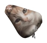 Sweet Animals - Funda de cojín para asiento de bicicleta con diseño de gato, suave, acolchada, para hombres y mujeres, cómoda, impermeable, con cordón, repuesto para asiento de ejercicio