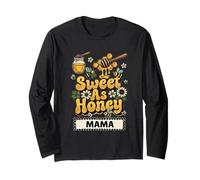 Sweet As Honey Mama Bumblebee - Gráfico Floral Retro Manga Larga