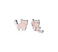 Sweet Asymmetrical Pink Kitten Stud Earfor Women Wjewelry Gift