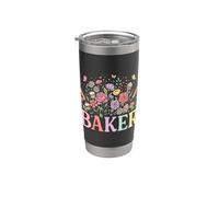 Sweet Baker - Batidor de magdalenas con diseño floral Vaso térmico de acero inoxidable de doble pared
