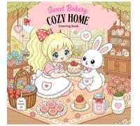 Sweet Bakery Cozy Home Coloring Book 3: 50 Relaxing Kawaii Bakery Coloring Pages with Cute Girls, Bunnies, Cakes, Cupcakes, Cookies, and Cozy Dessert Scenes