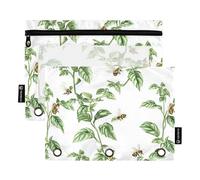Sweet Basil - Estuche para lápices de 3 anillos con cremallera, paquete de 2 bolsas de almacenamiento de plástico, color blanco