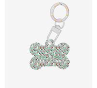 Sweet Basset Hound - Etiquetas de identificación de doble cara con forma de hueso de perro, diseño floral, con llavero para mascotas