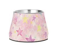 Sweet Blush Color Star Dog - Cuenco de agua antideslizante de acero inoxidable para mascotas de alimentación lenta para perros de alimentación lenta, apto para bigotes