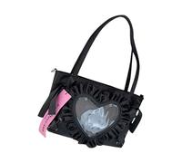 Sweet Bows Itabag - Bolso bandolera con diseño de corazón, estilo japonés, bolsa de mensajero para estudiantes, bolsa de hombro con corazón de estilo japonés, bolsa cruzada, Black, One Size