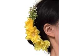Sweet Brides Wedding Flower Hair Comb Women Yellow Pink Hairpin Bridesmaid Headdress Combs(Color 2)
