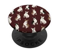 Sweet Bull Terrier Dreams Mini Bull Patrón En Borgoña PopSockets PopGrip Adhesivo