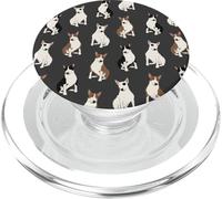 Sweet Bull Terrier Dreams Mini Bull Patrón En Gris Oscuro PopSockets PopGrip para MagSafe
