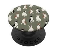Sweet Bull Terrier Dreams Mini patrón de toro en verde oliva salvia PopSockets PopGrip Adhesivo