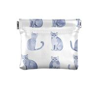Sweet Burmesecats - Monedero portátil de piel sintética con cierre para niñas y mujeres, Sweet Russian Blue Cats White, 1 size, Moderno
