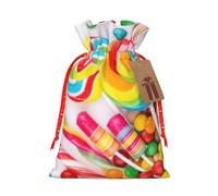 Sweet Candy - Bolsa de Navidad con cordón para impresión de telón de fondo con etiqueta de papel kraft de 4.7 x 6.9 pulgadas para regalos de Halloween