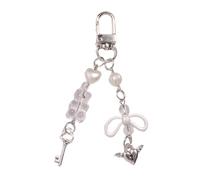 Sweet Cool Heart Bear Bead Charm Colgante Correas de teléfono Llavero de bolsillo Correa Colgante Decoración para Llaves Bolsa Bolso Colgante Llavero Decoración Único Casos Accesorios, blanco, Talla